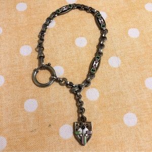 Vintage Pocket Watch Chain Fob enameled silver